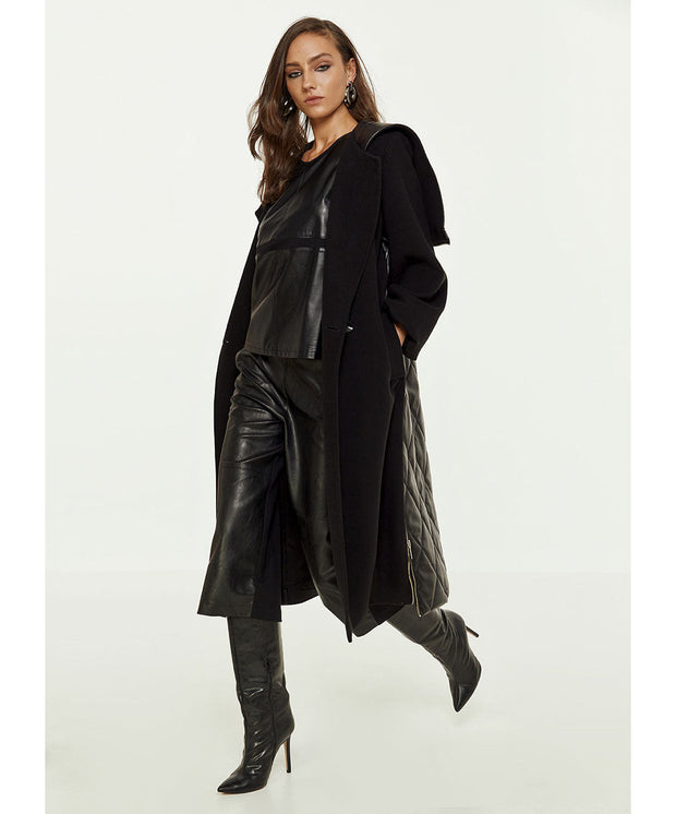 Access Fashion Clara Hooded Coat - Black