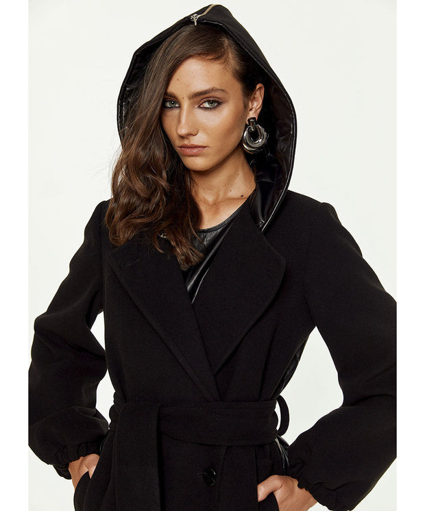 Access Fashion Clara Hooded Coat - Black