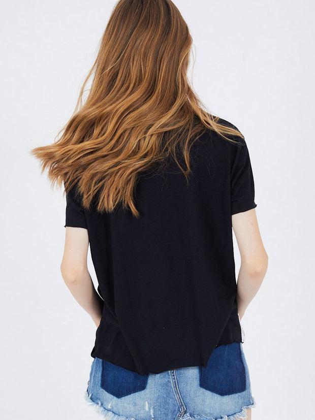 Don't Tell Mama Triangle Tee in Black